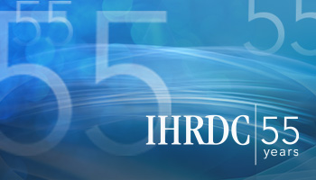 IHRDC 55 years; abstract blue background