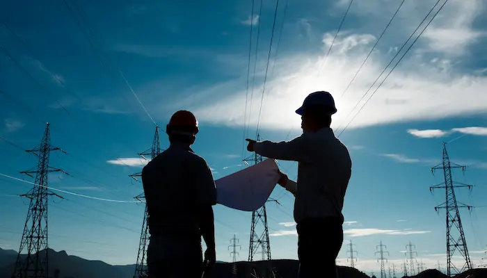 Workers at an electricity station